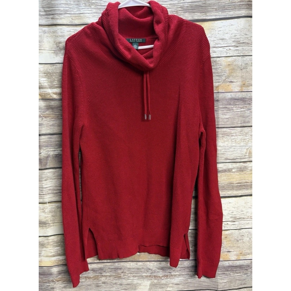 Lauren Ralph Lauren Woman's‎ Large Red Sweater Knit Long Sleeves Color Classic